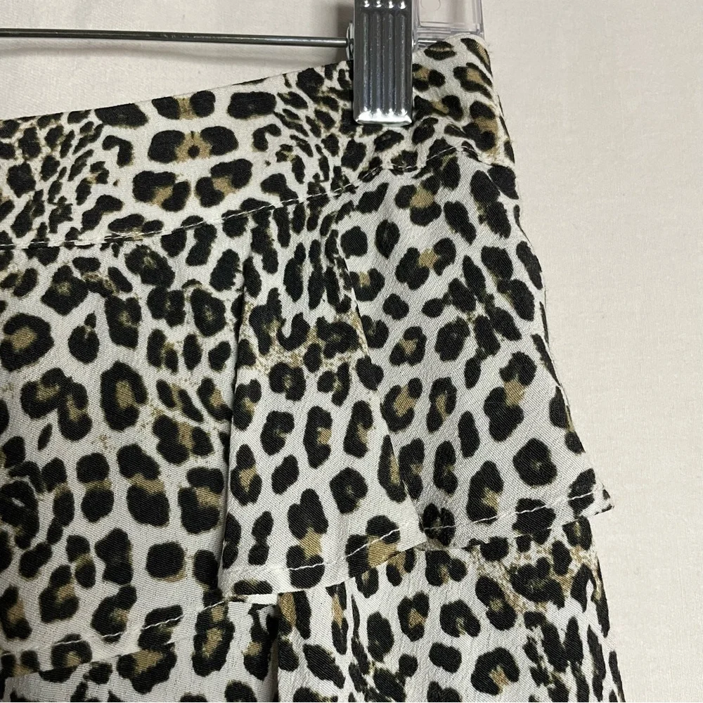 Zara Ruffle Leopard Print Mini Skort Skirt Boho Animal Cheetah Print - Picture 4 of 14